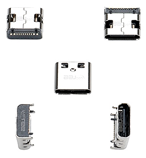 TYPE-C 16PIN female board type L=7.35 5A copper alloy terminal (integrated)