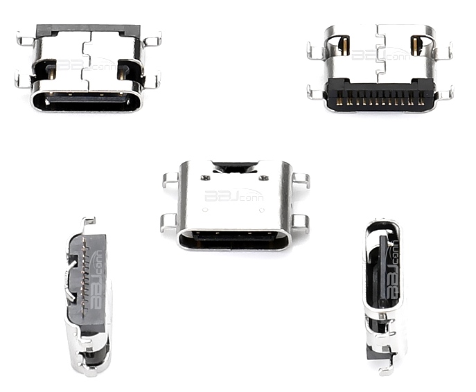 TYPE-C 16P female seat L=6.5 sinking plate 2.1