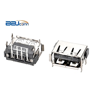 USB 2,0-AF short body 4 pins plug in black film edge iron 6,3